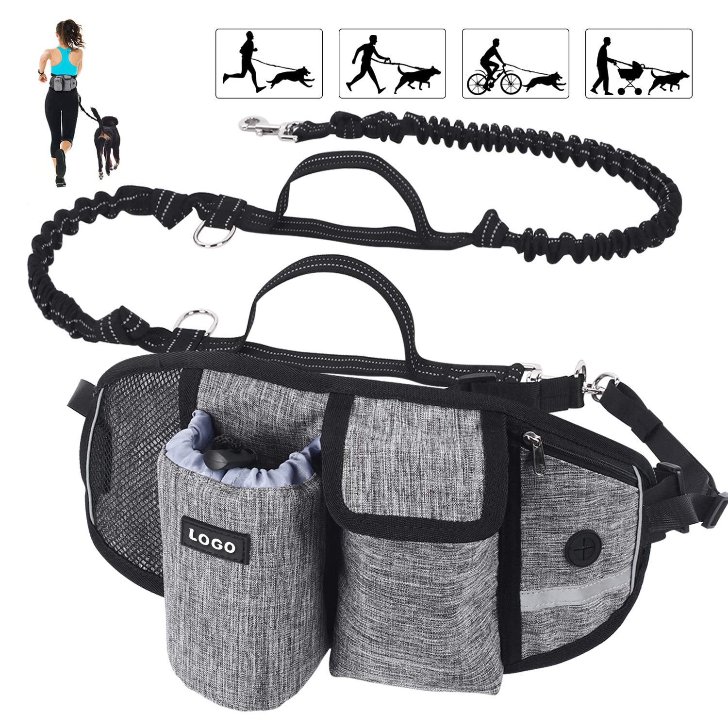 Dog Training Leash Waist Bag Hands-Free Outdoor Pet Running