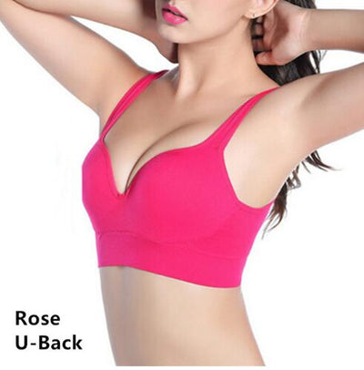 Women Yoga Shirts,S-XL Push Up Padded Wire Free Shakeproof Running Athletic Gym Fitness Sports Bras Tops