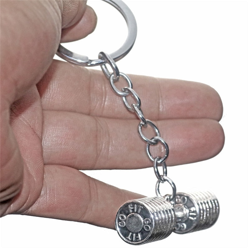 GYM Large Dumbbell Stainless Steel Keychain Sports Fitness Personalized Key Chains for Men Jewelry Gift Customize Wholesale