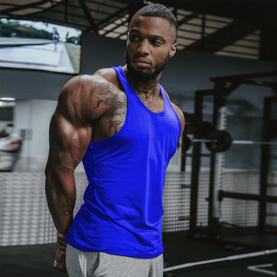 Men Gym Singlet Stringer Muscle Tank Tops Fitness Sport Shirt Y BACK Racer Workout Tops Vest