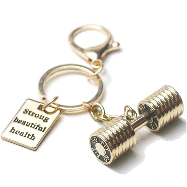 GYM Large Dumbbell Stainless Steel Keychain Sports Fitness Personalized Key Chains for Men Jewelry Gift Customize Wholesale