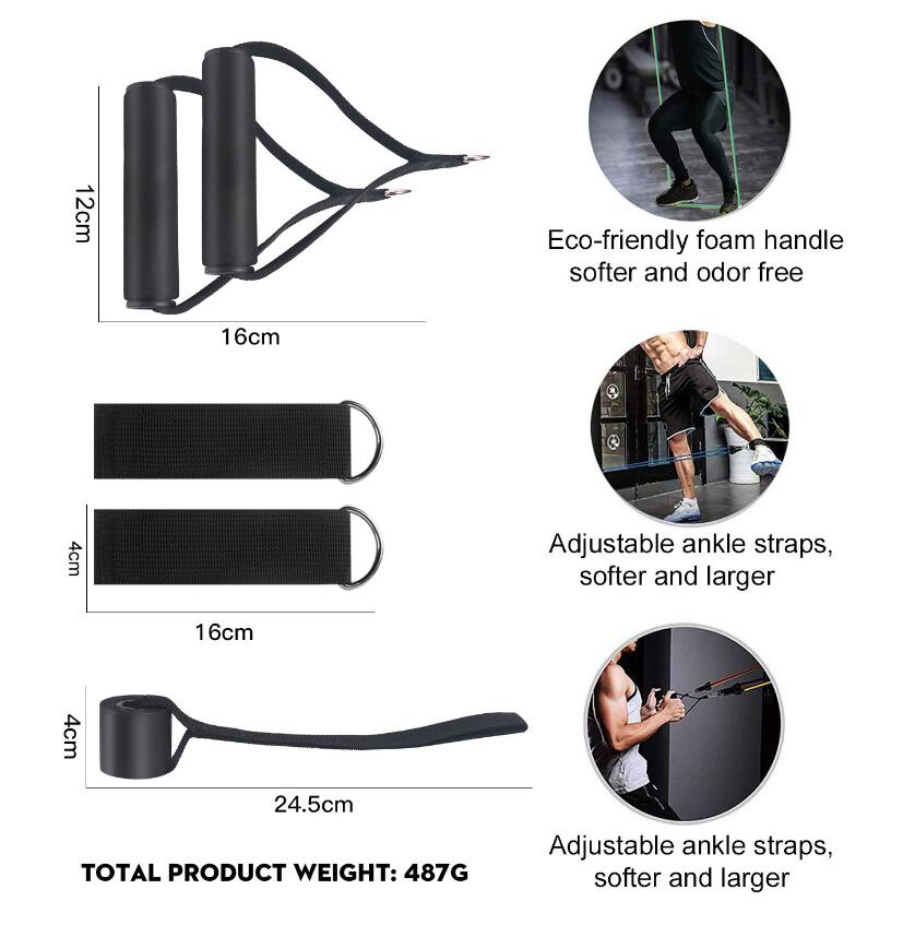 Resistance Bands 11 PCS Fitness loop ropes Tubes pull up Set Gym Equipment Exercise Handles trainer latex Yoga