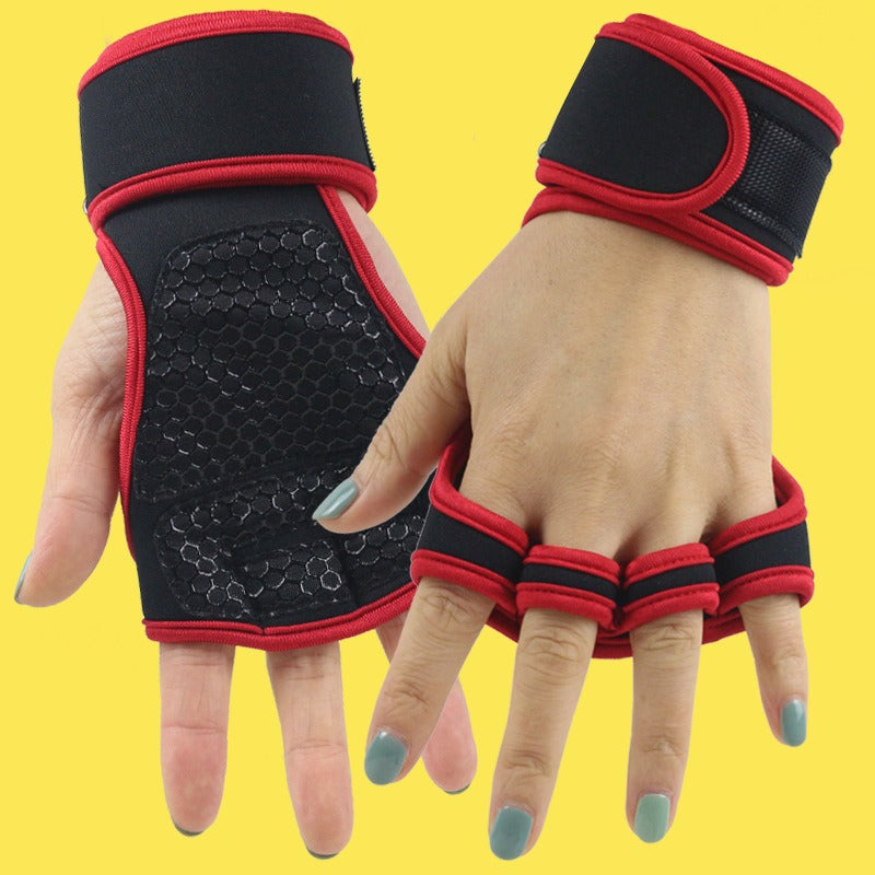 Fitness Half Finger Pull Up Grip Strength with Dumbbell Male Sports Equipment Wrist Protector Gloves Female Hard Pull Barbell Protector Gloves