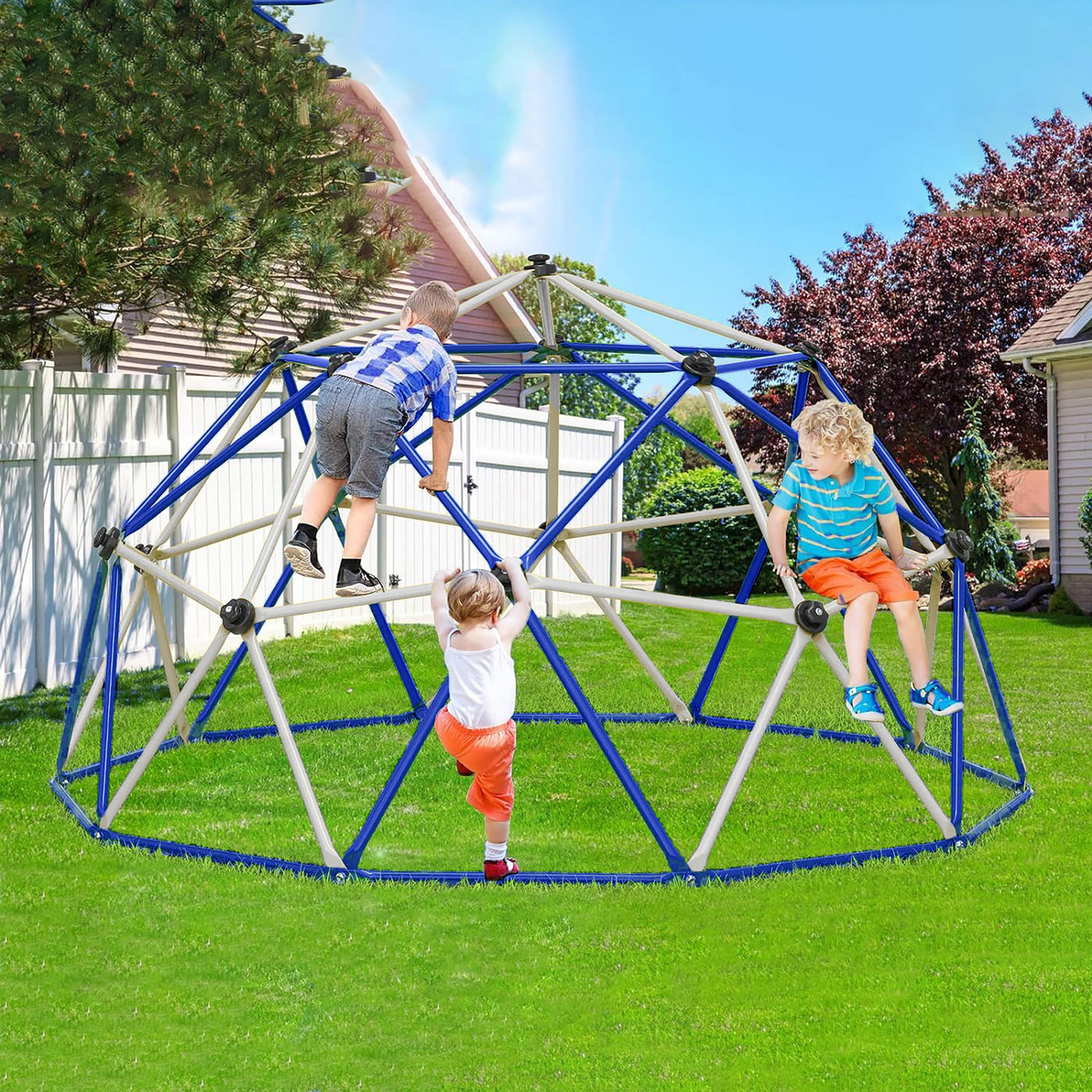 10FT Climbing Dome for Kids Jungle Gym Apply To Park Dome Climber With Hammock Playground Equipment