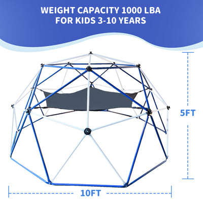 10FT Climbing Dome for Kids Jungle Gym Apply To Park Dome Climber With Hammock Playground Equipment