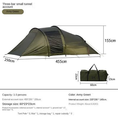 YOUSKY Tunnel Tent Outdoor Camping Supplies Equipment Folding Portable Thickened Camping Family Tent