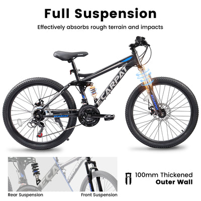 A2660 Ecarpat Mountain Bike 26 inch Wheel Carbon Steel Frame Disc Brake Thumb Shift Front Fork Rear Shock Absorber Bicycle