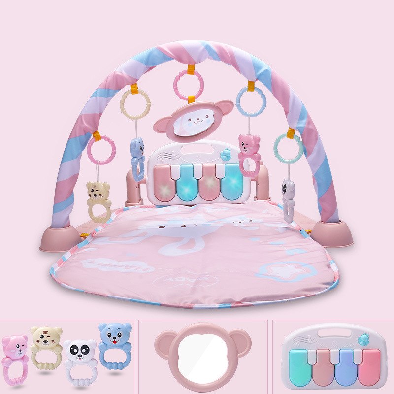 Developing Mat For Newborns Kids Playmat Baby Gym Toys Educational Musical Rugs With Keyboard Frame Hanging Rattles Mirror