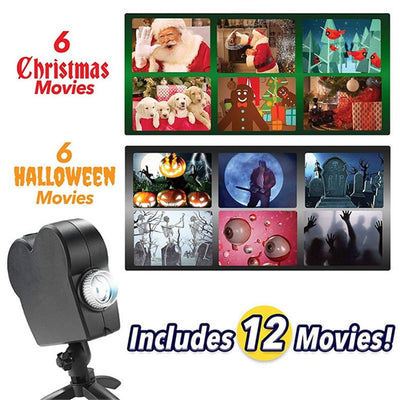 Christmas Halloween Laser window Projector 12 Movies Mini window wonderland Projector Indoor Outdoor Christmas Projector for Kids