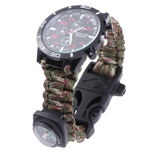 1PC Watch Compass Umbrella String Weave Flint Living Multifunctional Equipment Bracelet for Sports Outdoor