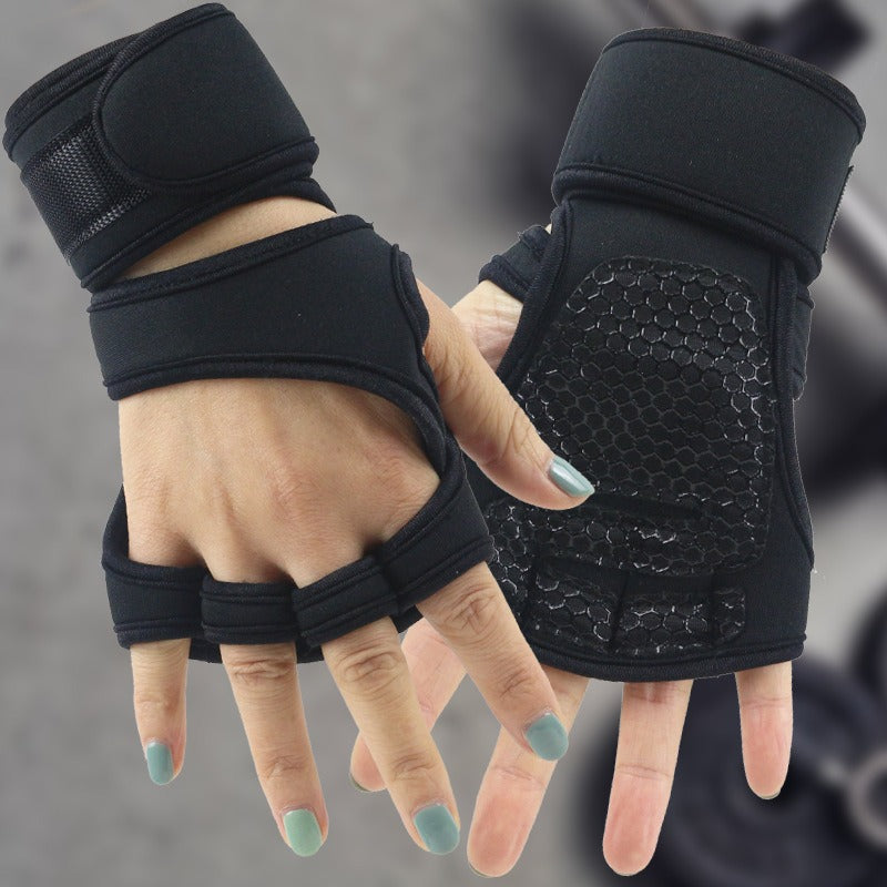 Fitness Half Finger Pull Up Grip Strength with Dumbbell Male Sports Equipment Wrist Protector Gloves Female Hard Pull Barbell Protector Gloves