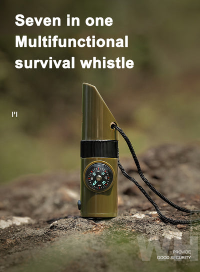 7 in 1 Survival Whistles Survival Whistle Emergency Emergency Whistles with Compass and Thermometer for Outdoor Hiking Camping