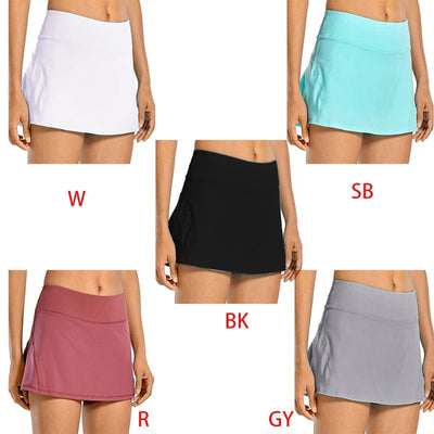 Women 2-In-1 Tennis Skorts Athletic Sports Running Pleated Golf Skirts Shorts