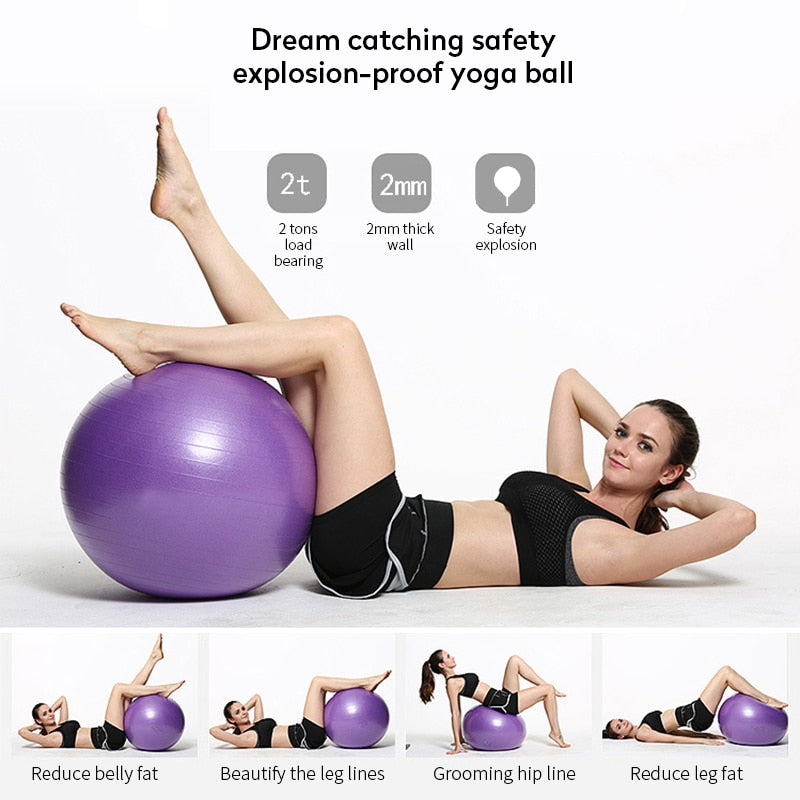 PVC Glossy Fitness Balls Yoga Ball Thickened Explosion-proof Exercise Home Gym Pilates Equipment Balance Ball 45cm/55cm/65cm/75cm/85cm