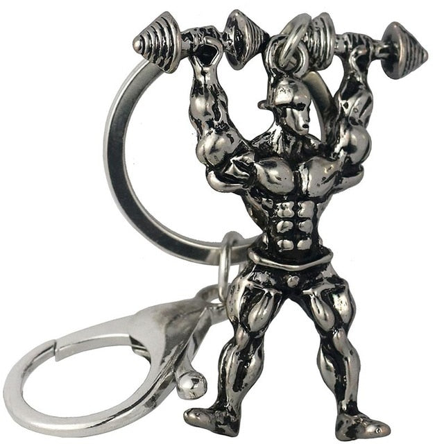 GYM Large Dumbbell Stainless Steel Keychain Sports Fitness Personalized Key Chains for Men Jewelry Gift Customize Wholesale