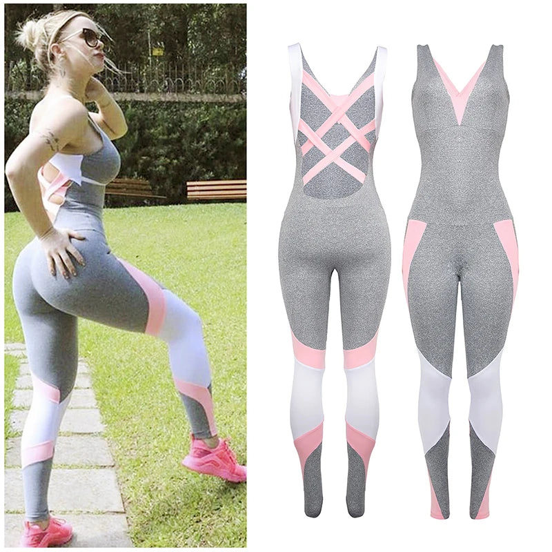 Gym Clothing Yoga Set Jogging Femme Sexy Back Cutout Crossover Fitness Clothing