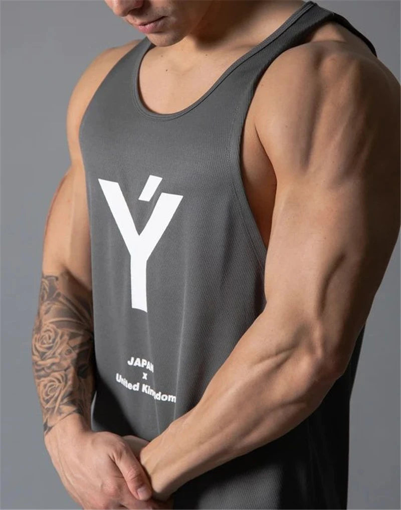 Summer Tank Top Bodybuilding Stringer Gym Sleeveless Undershirt Men Fitness Mesh Vest Sportswear Workout Tank Top