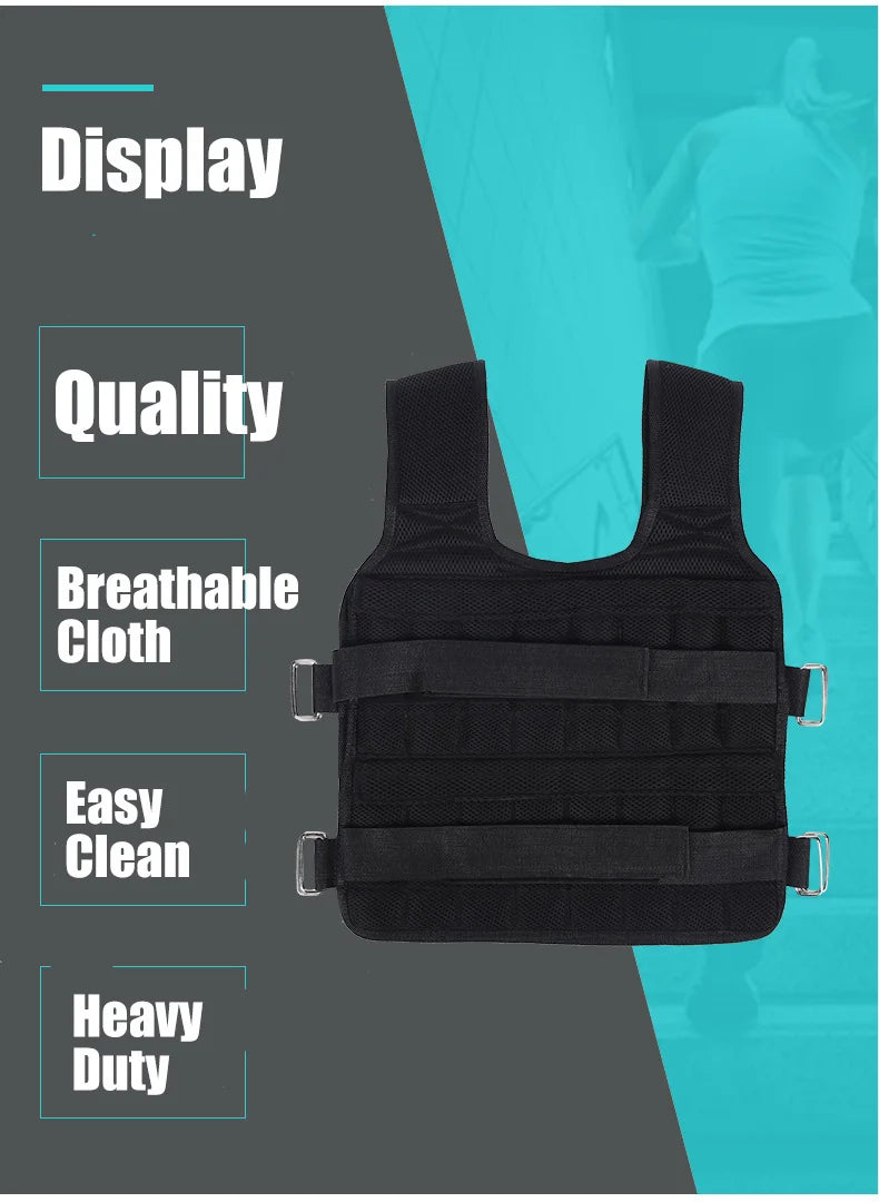 30KG Loading Weight Vest For Boxing Weight Training Workout Fitness Gym Equipment Adjustable Waistcoat Jacket Sand Clothing