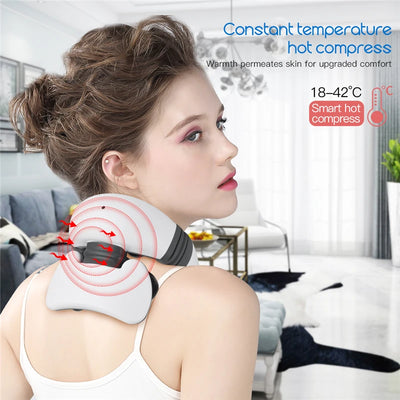 Magnetic Pulse Vibration Neck Massager for Pain Relief Health Care Relaxing Health Deep Tissue Cervical Massage Remote Control