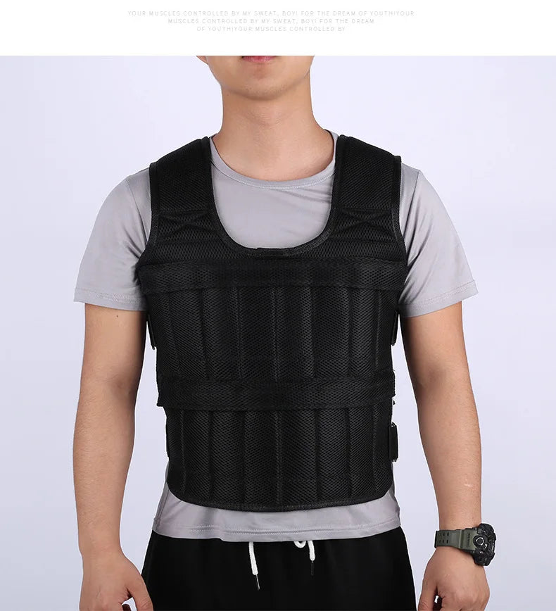 30KG Loading Weight Vest For Boxing Weight Training Workout Fitness Gym Equipment Adjustable Waistcoat Jacket Sand Clothing