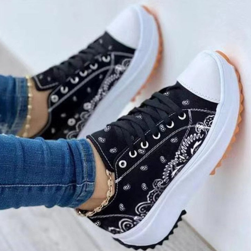 2022 Pattern Canvas Women Sneakers Casual Sport Shoes