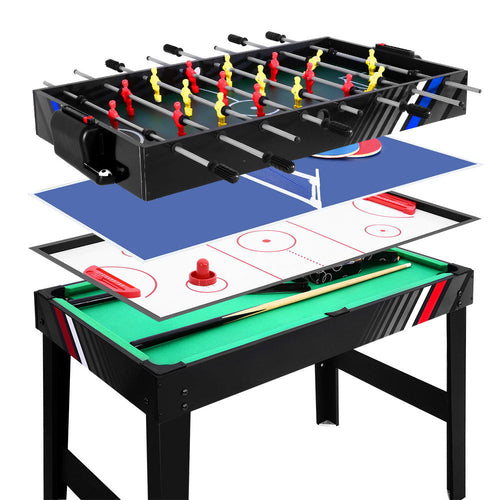 4FT 4-In-1 Soccer Table Tennis Ice Hockey Pool Game Football Foosball