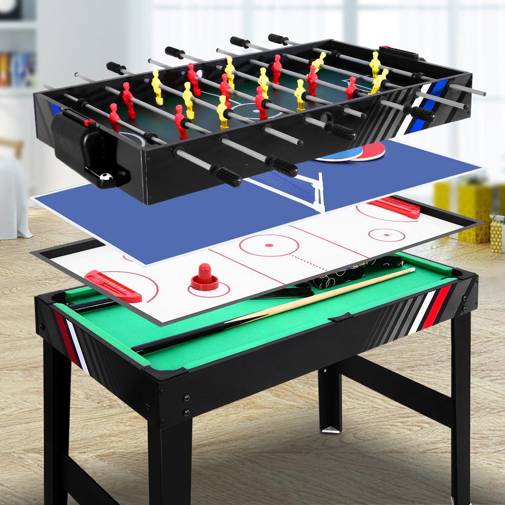 4FT 4-In-1 Soccer Table Tennis Ice Hockey Pool Game Football Foosball