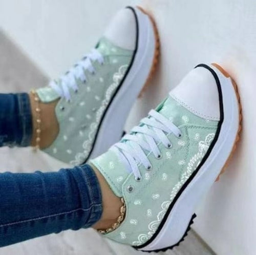 Fashion  Casual Sport Shoes Pattern Canvas Women Sneakers