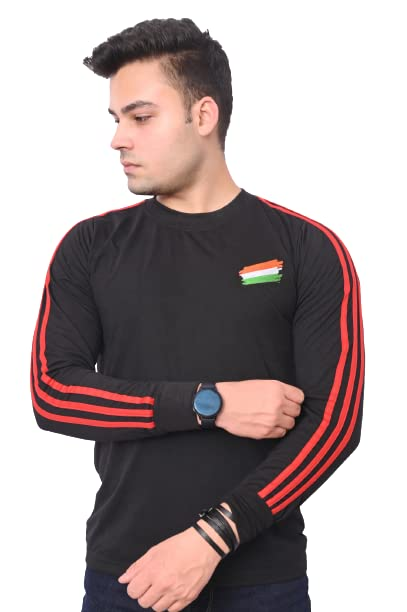 Men's Sport Regular Fit Full Sleeve Tshirt (Size-S) (Color-BLACK)