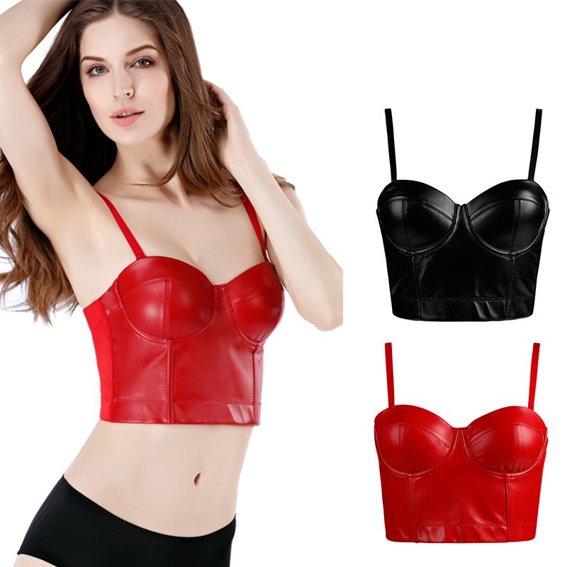 Sexy Crop Top Steampunk Corse Gothic Slimming Women Leather Shapewear